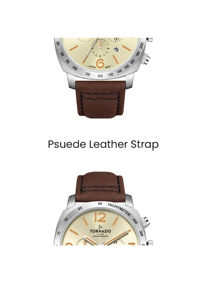 TORNADO Men's Psuede Leather strap Analog Watch T9102-SLDI - 43 mm - Image 5
